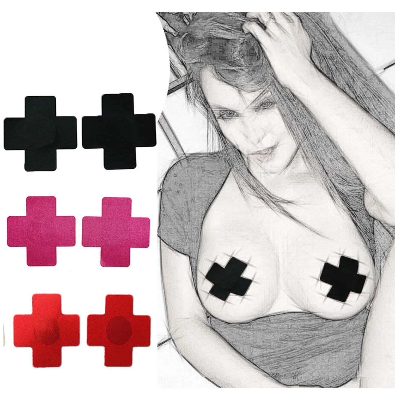 5Pair Cross Paste Breast Bra Nipple Cover Milk Paste Candy color Adhesive erotic lingerie Stickers for Woman Sexy Ladies