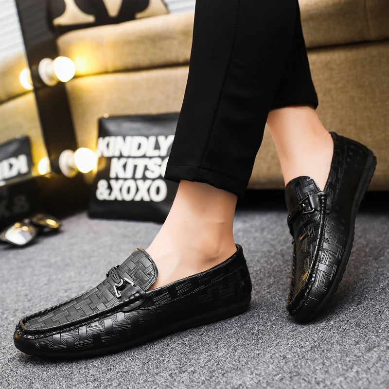 Heren Leren Schoenen Luxe Casual Sociale Loafers Voor Heren 2024 Comfortabele Mocassins Flats Outdoor Fashion Merk Schoenen