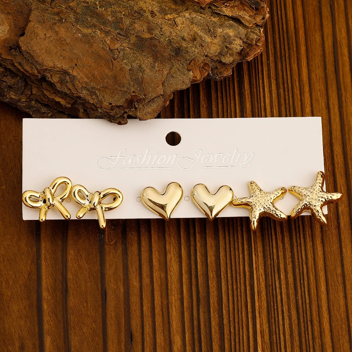 3pairs-9pairs New Element Shaped Earrings,Gold-plated Plastic Material,Suitable For Women's Vacation Wear and Gift Giving