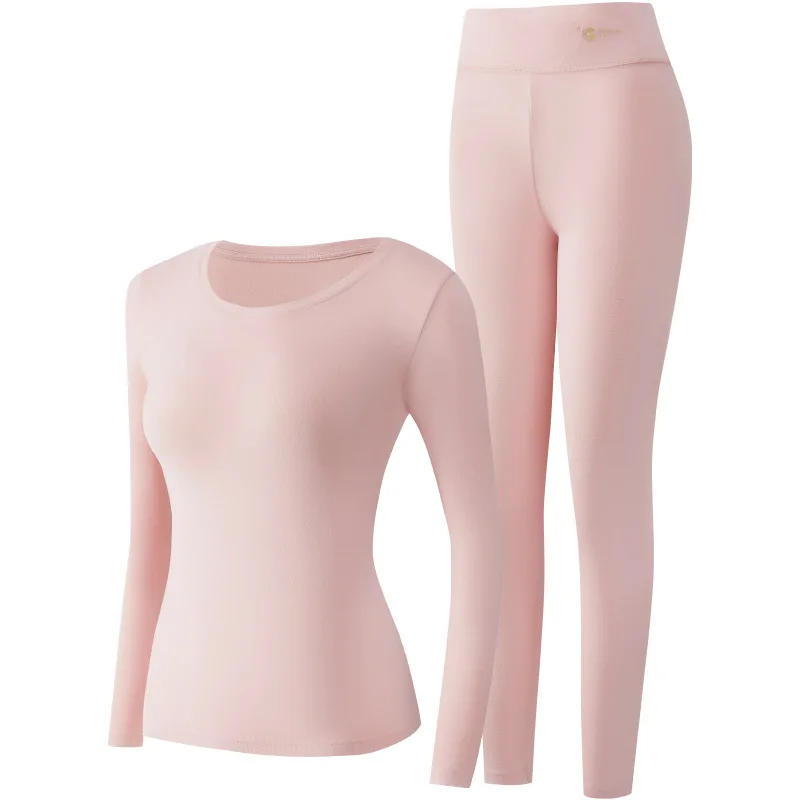 Autumn Winter Velvet Warm Underwear Women's Pajamas Set Round Neck Bottom Nightwear Clothes Loungewear Sleeping Home Suit