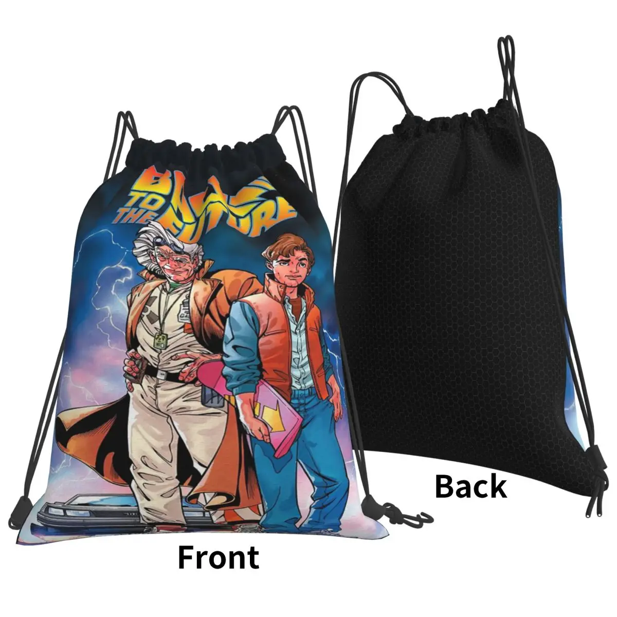 Back To The Future Backpacks Casual Drawstring Bundle Pocket Sundries Bag Book Bags for Travel School
