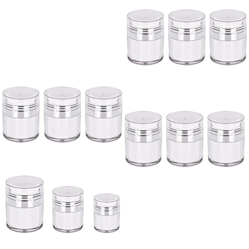 زجاجة كريم مفرغة، زجاجات جرة مضخة بدون هواء، موزع لوشن محمول، حاوية سفر كريمات المكياج 3 قطع