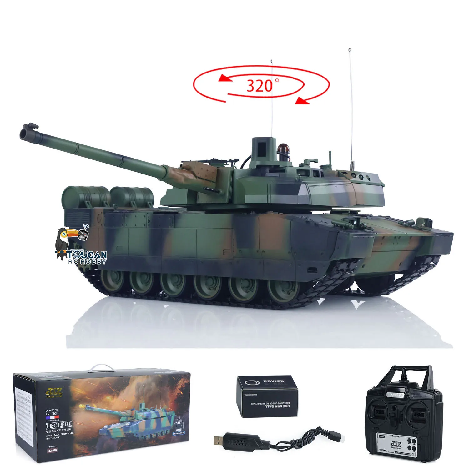 Spielzeug TD 1/16 RC Militär Modell H2408 Leclerc Kampfpanzer Metall Antriebsrad Straßenrad Getriebe Barrel Recoil Smoke Panzer Geschenk