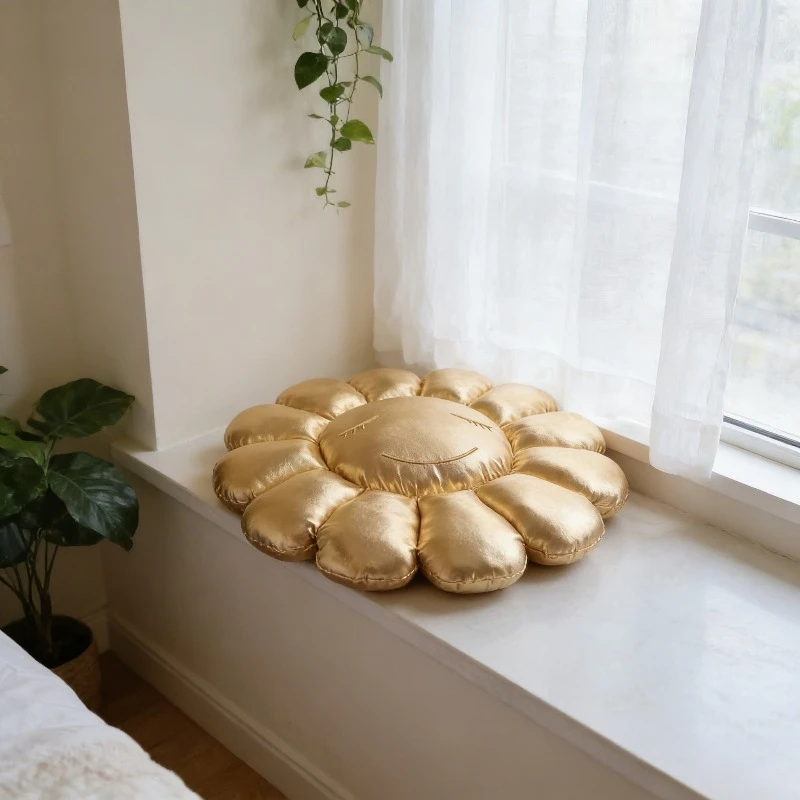 1pc Sunflower Shaped Leather Texture Cushion, Soft Flower Seat Pad for Sofa, Chair & Home Decor