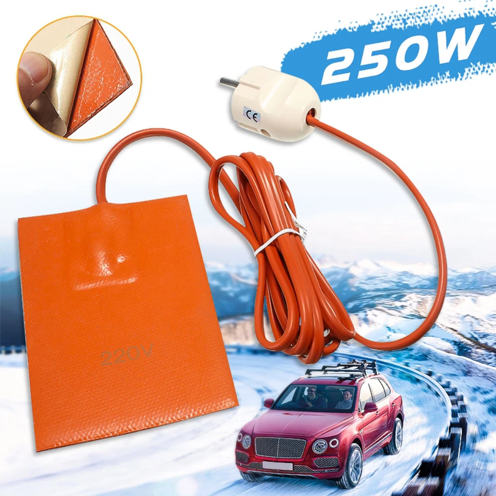 Silicone Rubber Oil Pan Heater Pad 9x13cm 220V250W Self Adhesive Engine Block Warmer for Car SUV Truck Easy Cold Start in Winter