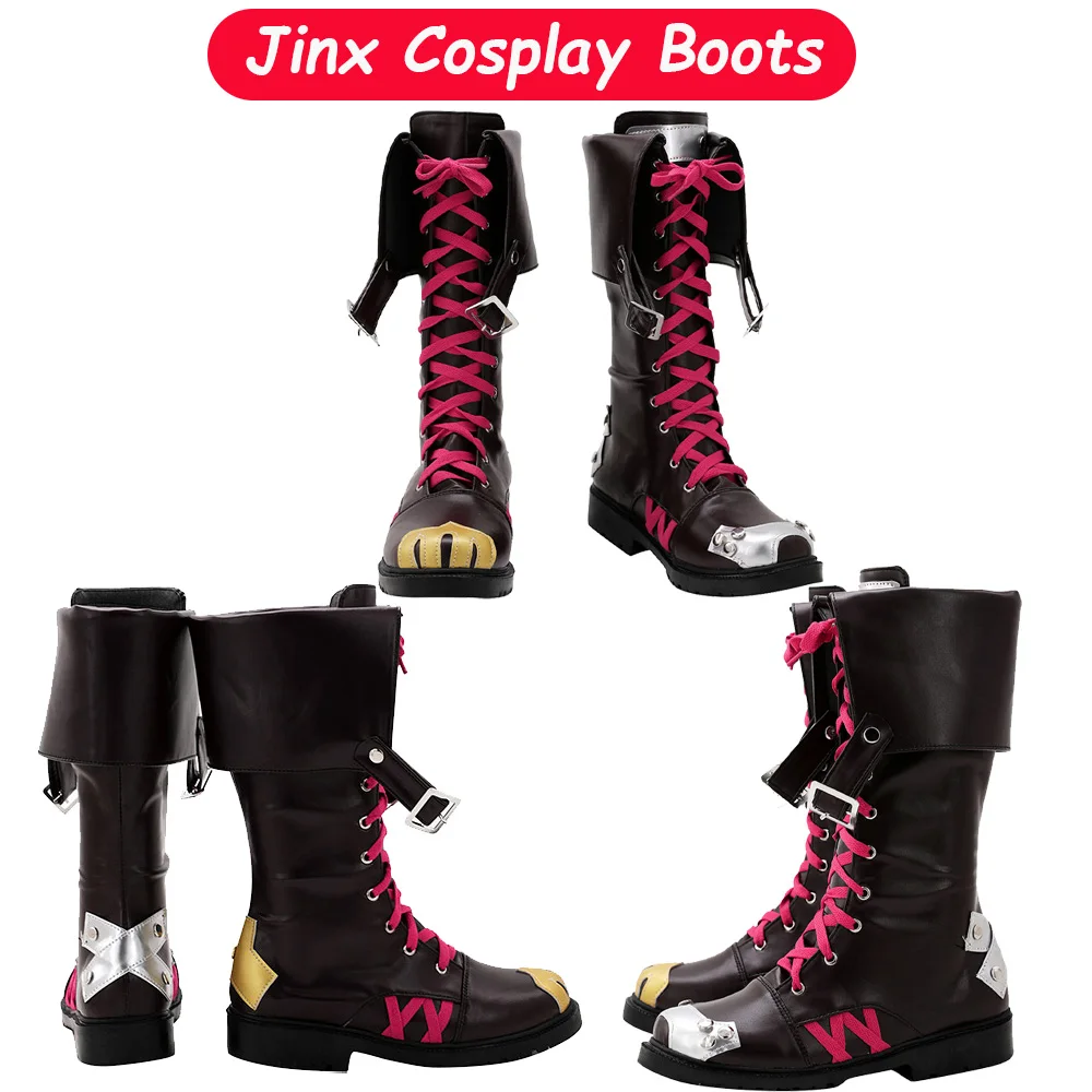 

Arcane Jinx Cosplay Boots Shoes Game LoL Footwear Costume Accessories Women Disguise Fantasia Halloween Carnival Party Gifts