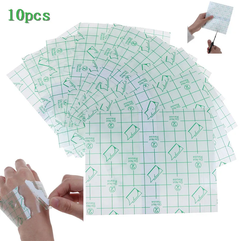 10 adet tıbbi şeffaf bant PU film yara bandı su geçirmez Anti alerjik tıbbi yara pansuman bant sıcak