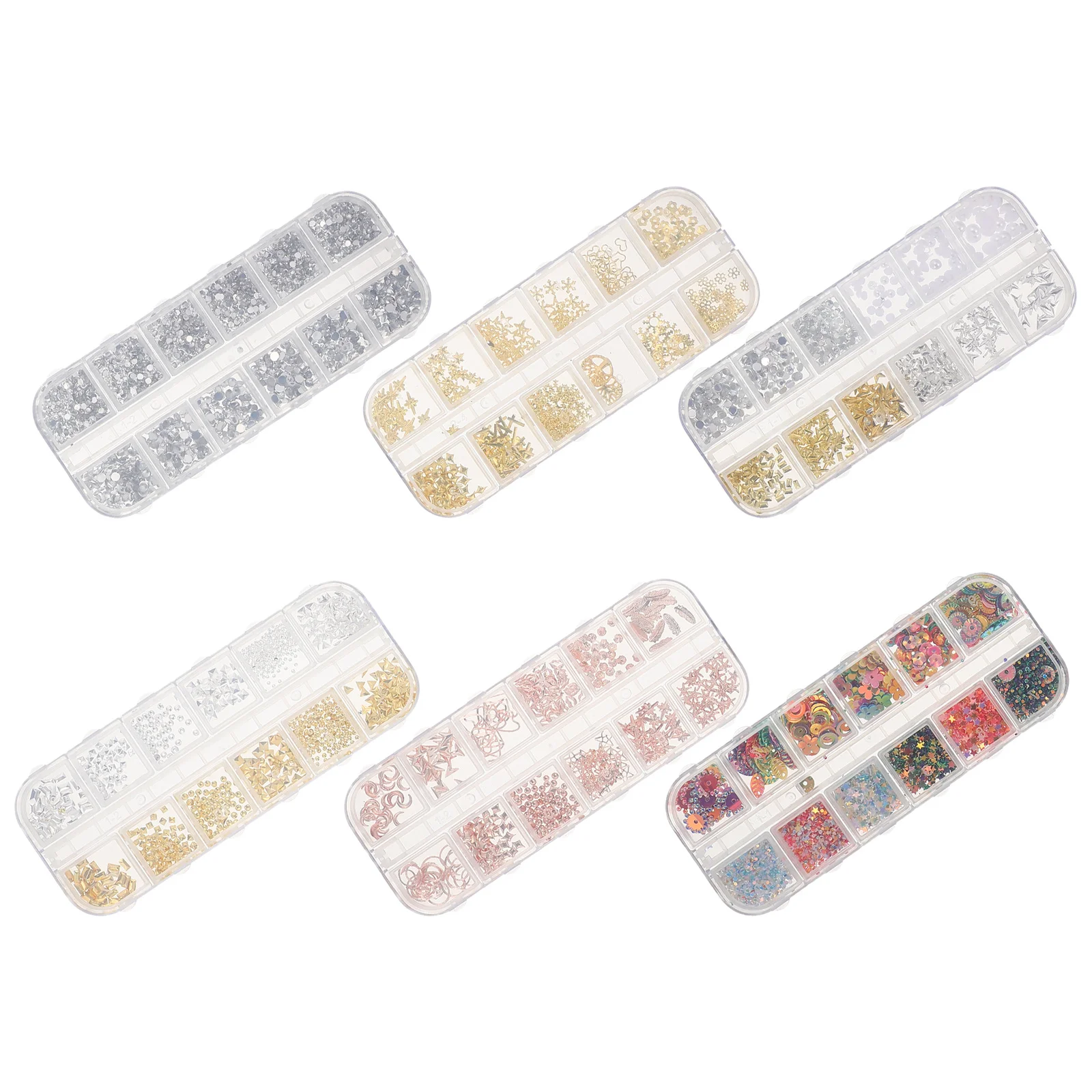

6pcs 6 Boxes Colorful Nail Art Charms Special Shaped Decorations Diy Manicure Supplies For Women Nail Sequins Accessories
