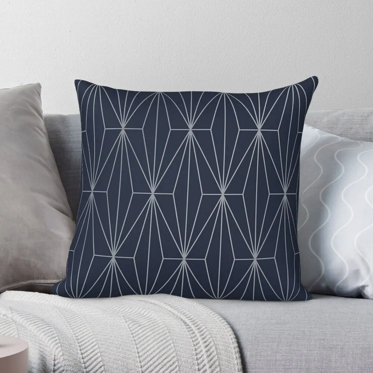 Eclipse Blue Geometrical Square Pillowcase Polyester Linen Velvet Printed Zip Decorative Throw Pillow Case Room Cover Wholesale