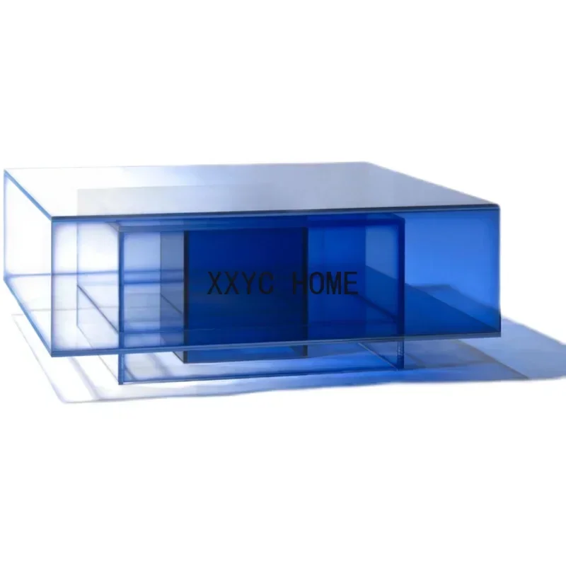 

Gradient Square Acrylic Tea Table Living Room Sofa Transparent Side Table Bedside Table