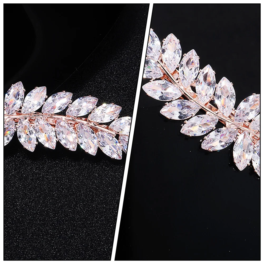 

1pc Rhinestone Hair Clips Elegant Accessories Lightweight Leaf Design Fashionable Easy Attach Hairpin Decor Bangs Clamps