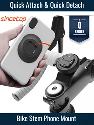 Bike Phone Holder,Bicycle Stem Phone Mount,Universal Aluminum MTB/Road Bike Cycling Phone Clamp Lock,Quick Attach/Detach-SeriesQ