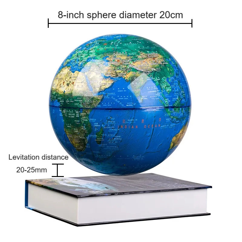 Magnetic Levitation Globe 8 Inch High Definition Map Creative Pendant Night Light Teaching Floating Globe Holiday Christmas Gift