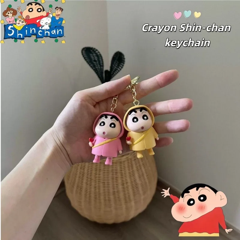 Authentic Crayon Shin-chan Raincoat & Schoolbag Series Keychain – Cute Cartoon Car Key Ring, High Visual Appeal