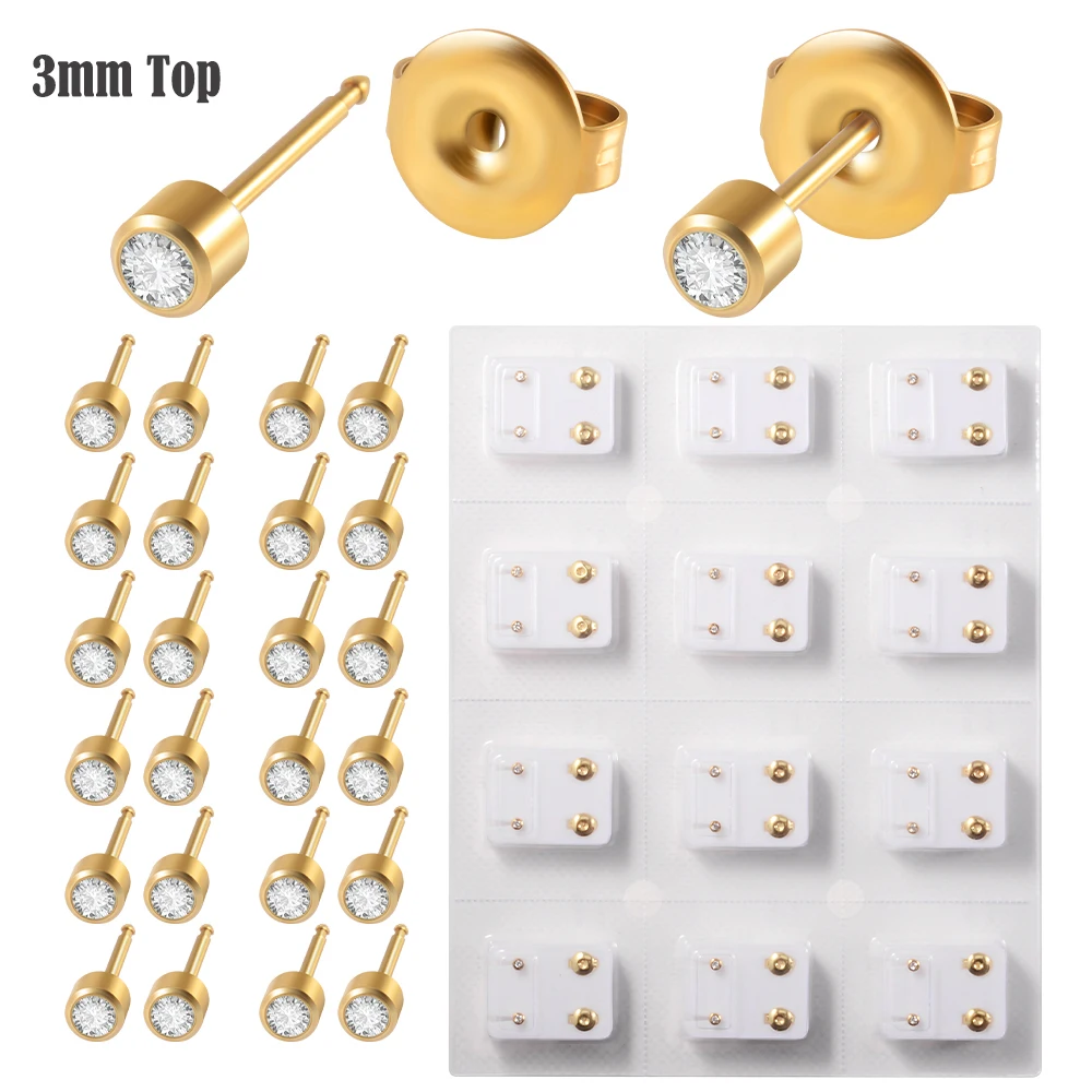 Dreamlee Surgical Steel Tragus Cartilage Ear Studs 3 & 4 mm CZ 7