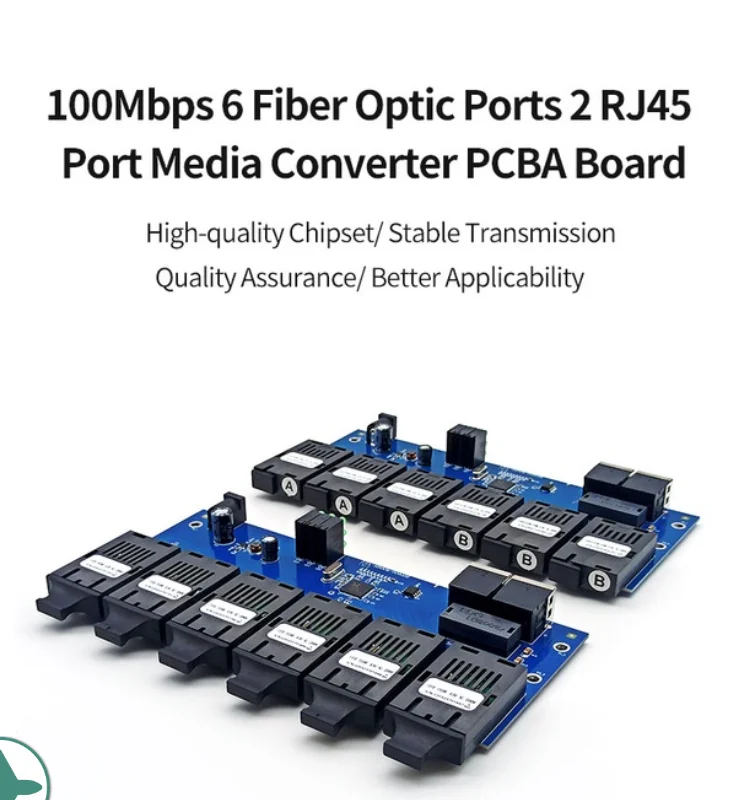 

10/100M Ethernet волоконный коммутатор медиа конвертер 20 км один режим 6*155M волоконно-оптический 2 RJ45 PCBA материнская плата SC трансивер