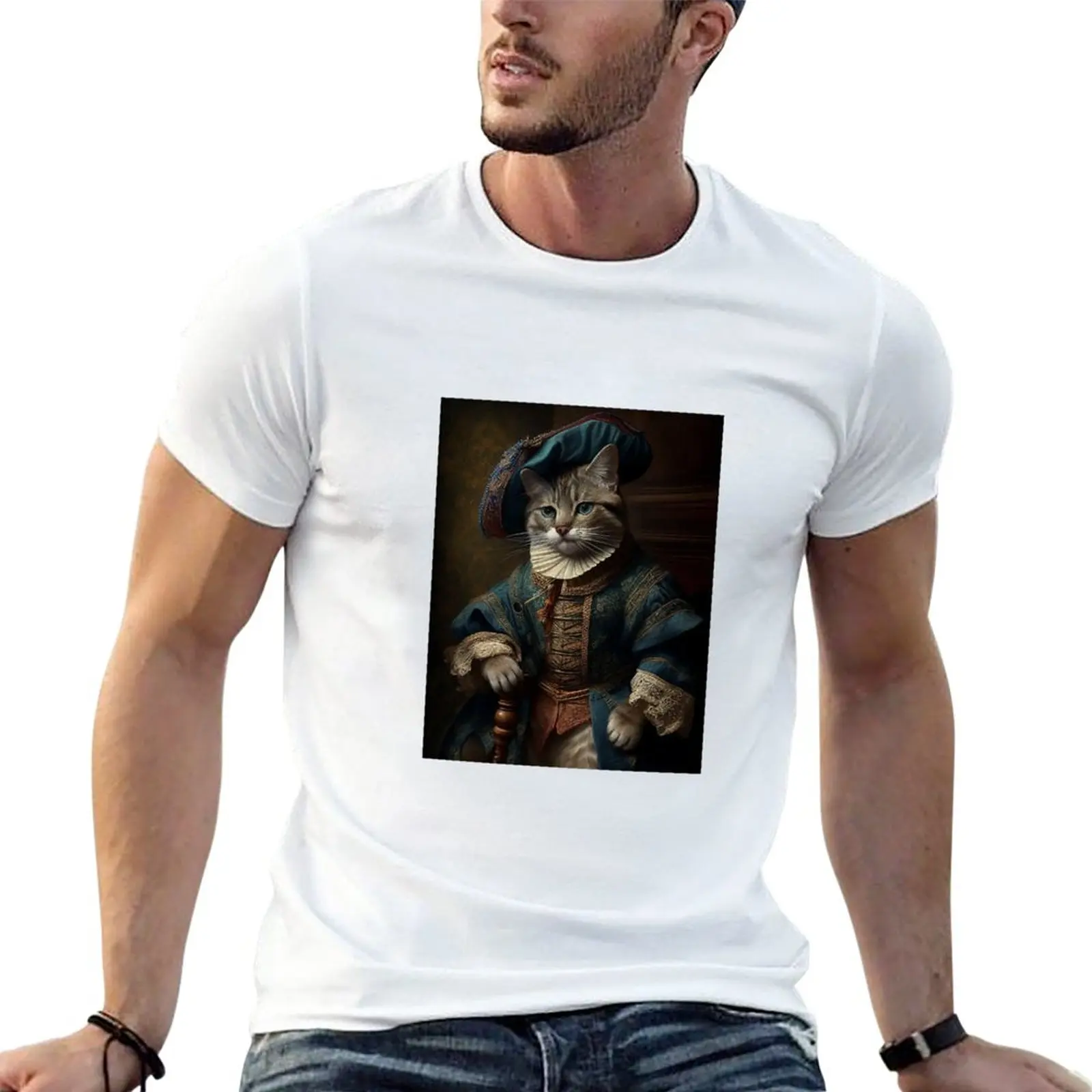 New Victorian cat portrait 5 T-Shirt man clothes funny t shirts sweat shirts, men