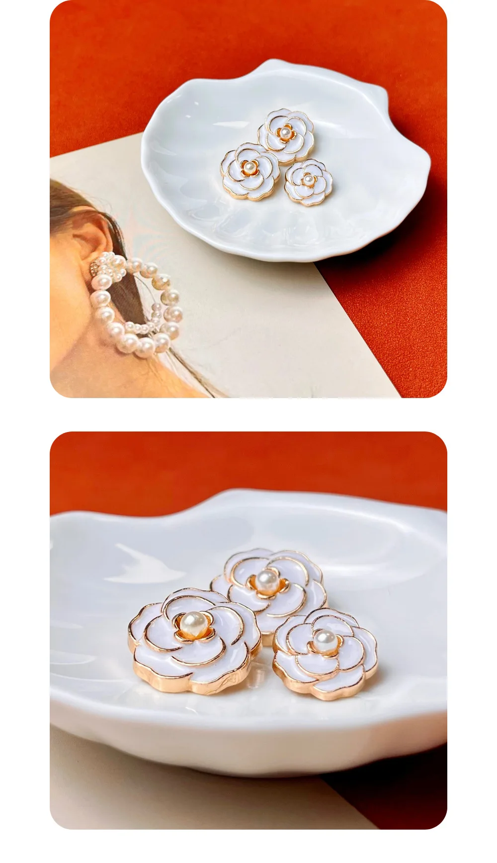 10 Stück Metallknöpfe, Kleidungszubehör, Blumenförmige Knöpfe für Kleidung, DIY-Bastelzubehör, Nähzubehör, mit Perlen verzierte Dekoknöpfe – Detail 6