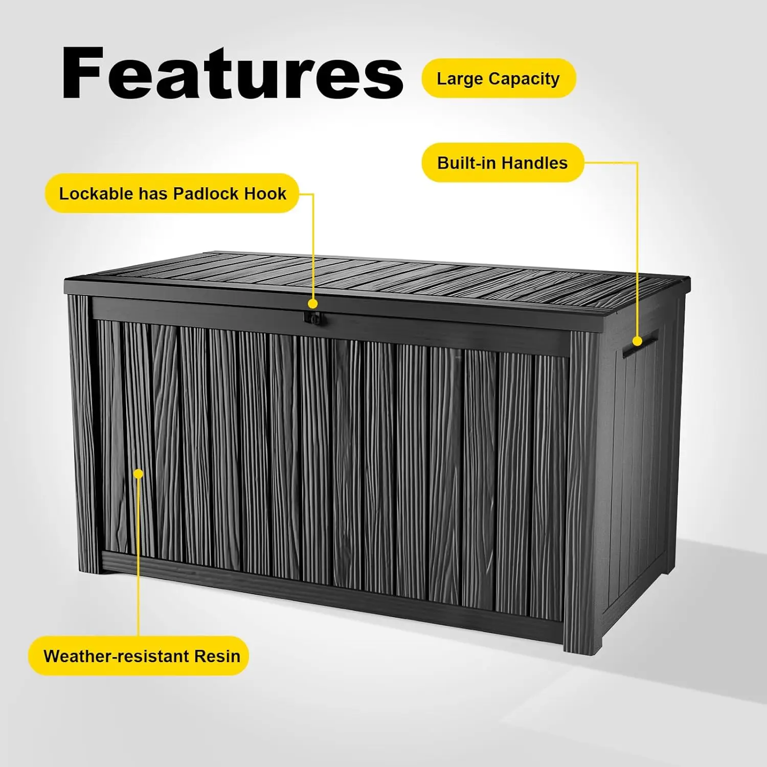 200 Gallon Deck Box Large Outdoor Storage Box for Patio Furniture,Outdoor Cushions,Garden Tools and Pool Supplies,Waterproof,Wea