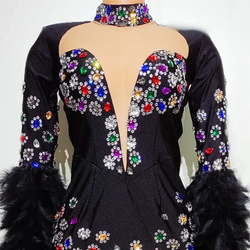 Nightclub Ds Dj Stage Show Rave Outfit Rhinestones Bodysuit Women'S Party Gogo Dancer Costumes Bar