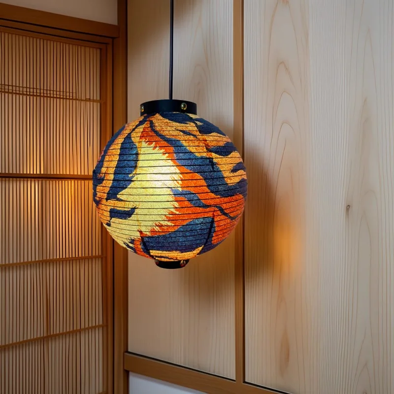 

30 см круглые бумажные фонарики в японском стиле с тигровым леопардовым принтом, декоративные светильники для ресторанов, Iz изменений, батончики Eateries