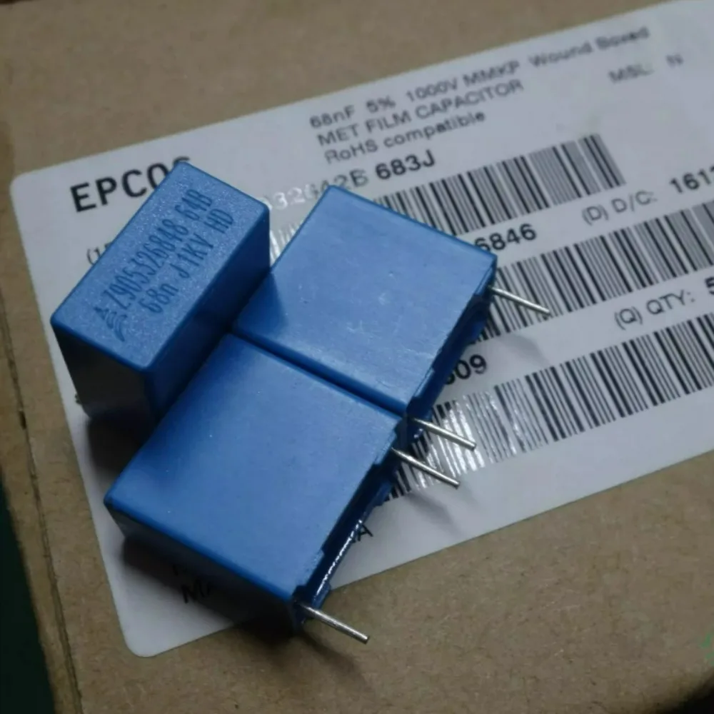 

5pcs/lot EPCOS MKP 0.068uf 1000v 68nf 683 J brand new 15mm film capacitor B32642B683J