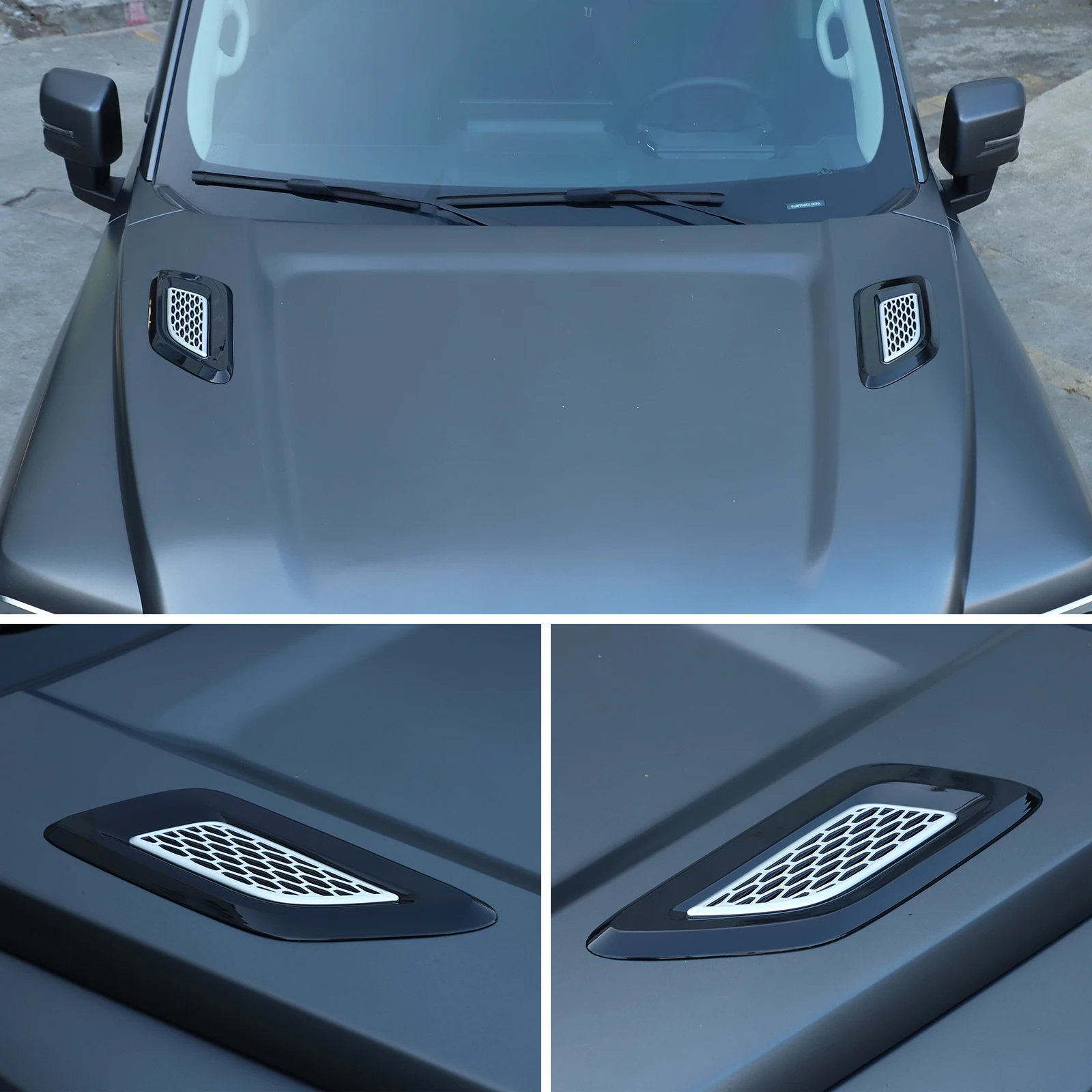 For HAVAL H9 2024-2025 ABS Black 2PCS Car Exterior Hood Air Vent Outlet Wing TrimS ticker Car Exterior styling Accessories