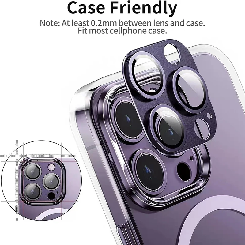 3D Metal Ring Camera Lens Protector For iPhone 17 Pro 15 13 Mini 14 16 Pro Max Plus 17Air Camera Protection Glass Full Cover Cap