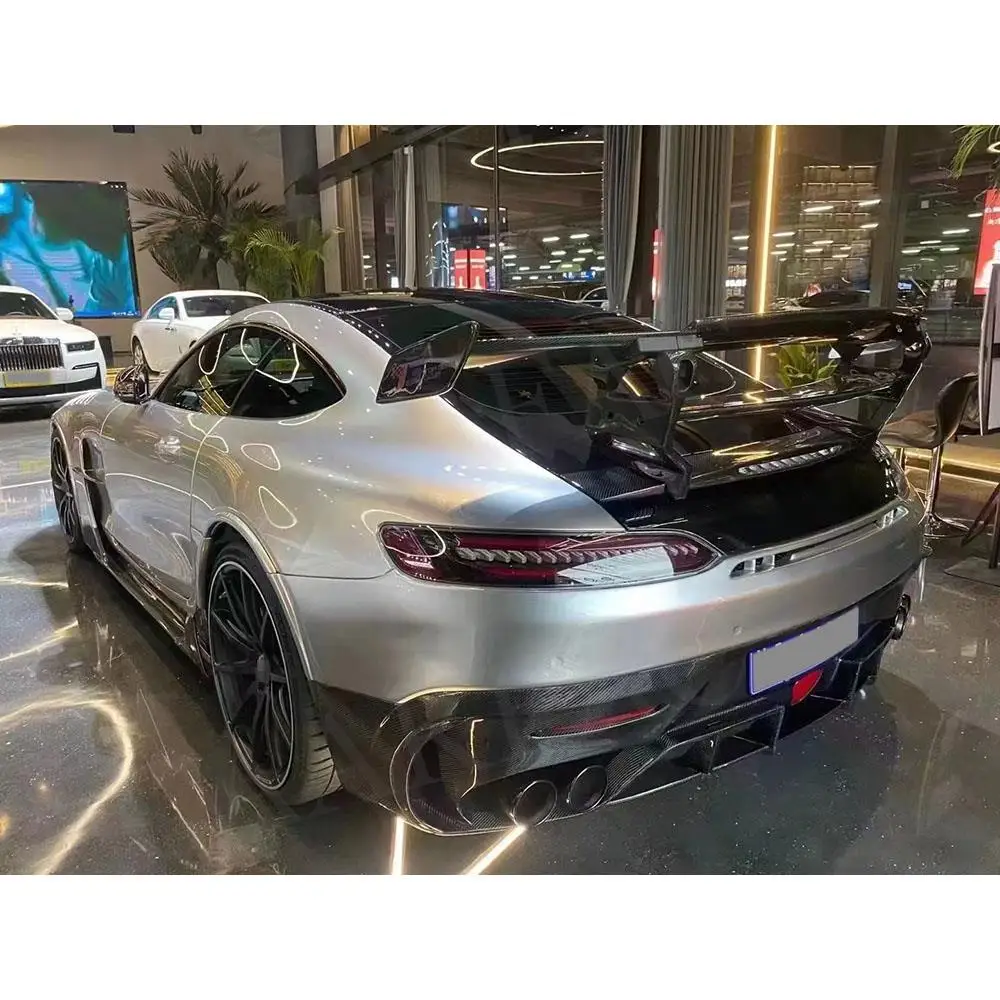 Carbon Fiber Rear Boot Spoiler Trunk Wing For Benz AMG GT GTS Coupe 2 Door 2015-2022 Rear Spoiler with Brake Light Accessories