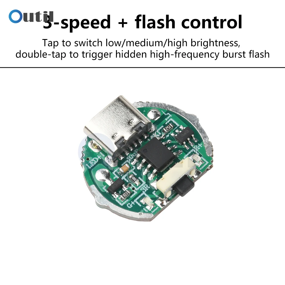 10W Flashlight Control Board Brightness Adjustable Battery Management Module Charging Protection Board with Switch