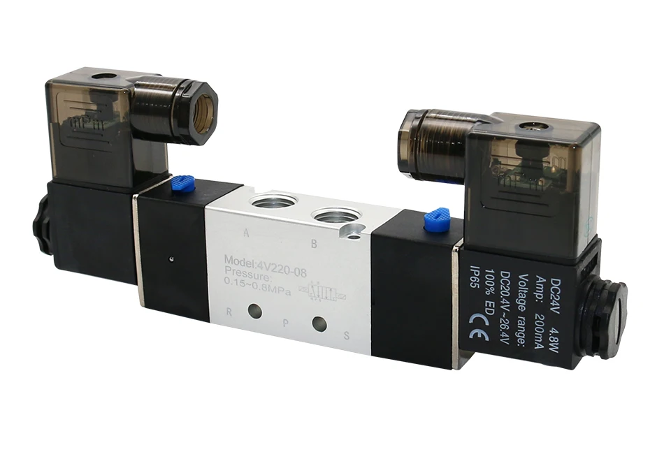 Detalle 3 de Electroválvula High Quality Solenoid Valve 220V Pneumatic 4V220-08 Air 5 Way 2 Position 1/4\ Neumática