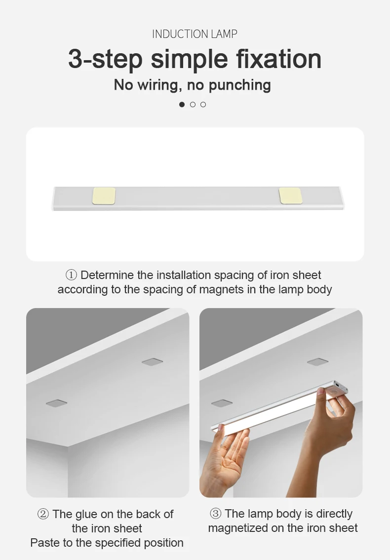 LED Night Light 20/30/40/50CM Motion Sensor Wireless USB Cabinet Night Light Wardrobe Lamp For Kitchen Cabinet Bedroom Wardrobe