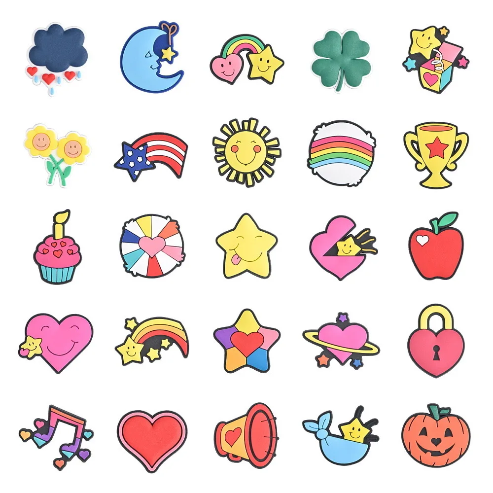 Cute Colorful Smile Shoe Charms For Kids Girls Shoes Decoration For Clog Rainbow Shoes Pins For Women Birthday Party Gifts