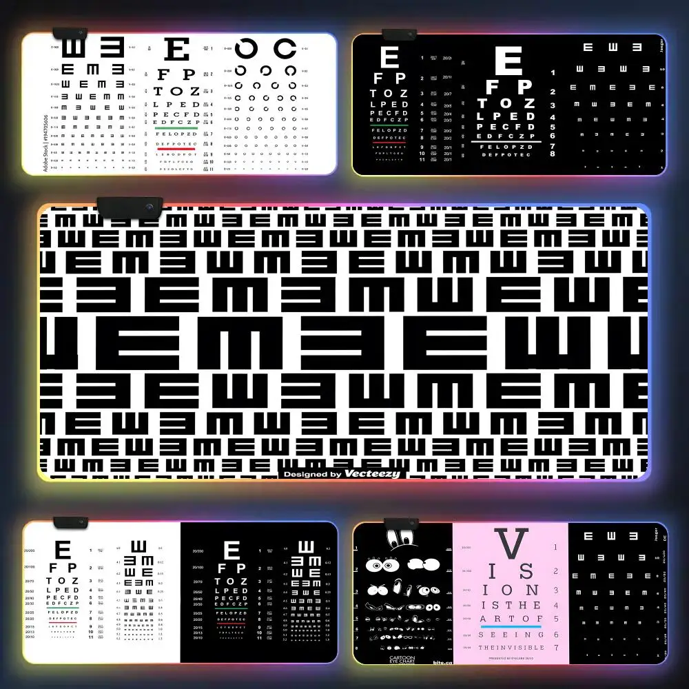 Medical Eye Vision Chart Mouse Pad CS-GO anime character luminous mouse pad super large RGB office game competitive keyboard pad