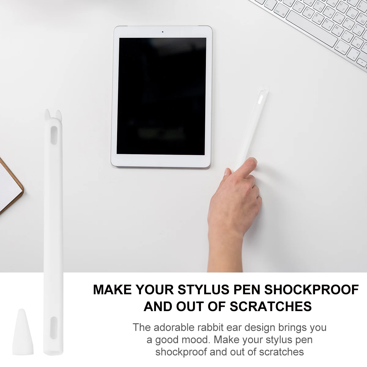 1 pc Rabbit Ear Silicone Case For Pencil Ii White Anti-Dust Shockproof Pen Cap Capacitive Stylus Cover Practical Pencil
