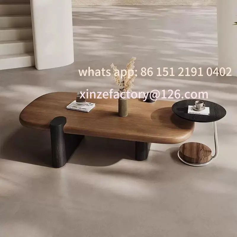 

Customizable 2025 new medieval oval coffee table living room household small apartment solid wood coffee table light luxury