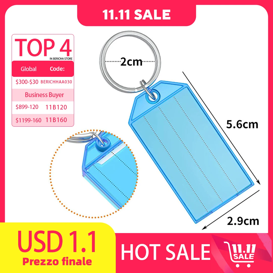 10-50pcs Colorful Plastic Keychain Key Tags label With Split Ring for DIY Numbered Name Baggage Tag ID Label Name Tags