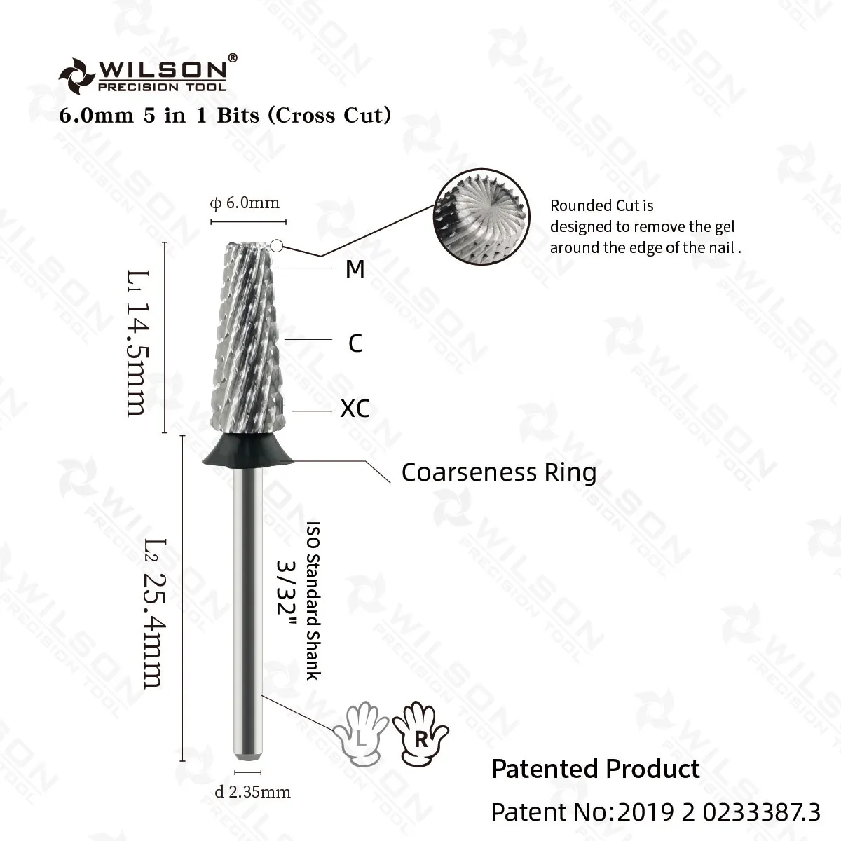 WILSON 6.0mm 5 in 1 - Bits (Cross Cut )-Tools/Nails/Manicure/Nail Accessories/Drill Bits