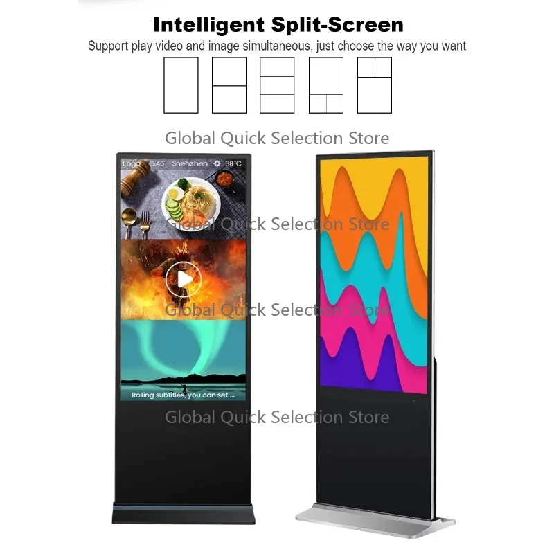 55 Inch Floor Standing LCD Digital Signage 1080P High Brightness Display, Suitable for Retail Shop Airport