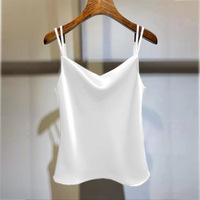 Women's Silky Satin Summer Camisole - V-Neck Spaghetti Strap Sleeveless Tank Top  Solid Colors Sizes M-4XL  Sexy Strap