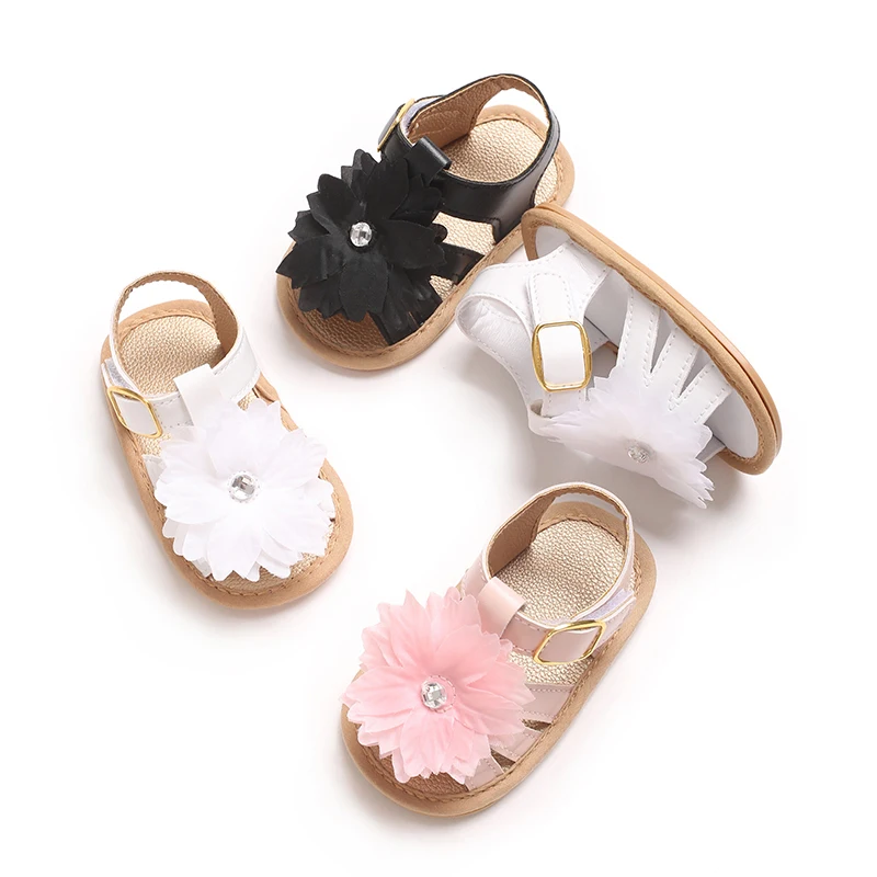 

Cute Flower 0-1Year Solid Color Toddler First Walker Baby Summer Sandals Infant Boy Girl Shoes Rubber Soft Sole Non-Slip