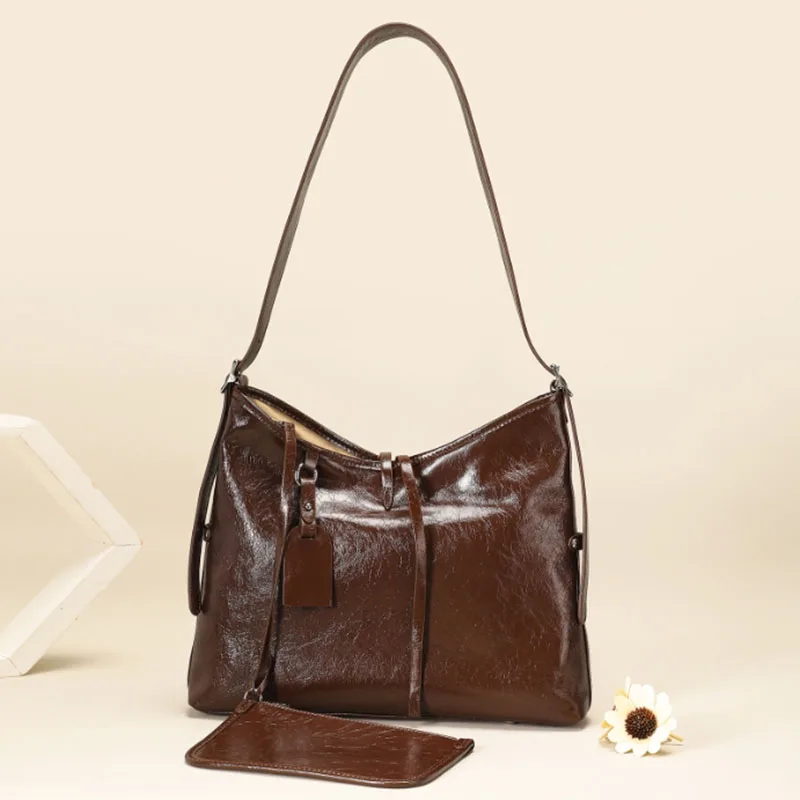 

New genuine leather women's luxury handbag, top layer cowhide shoulder bag, high-quality leather, soft square commuting bag