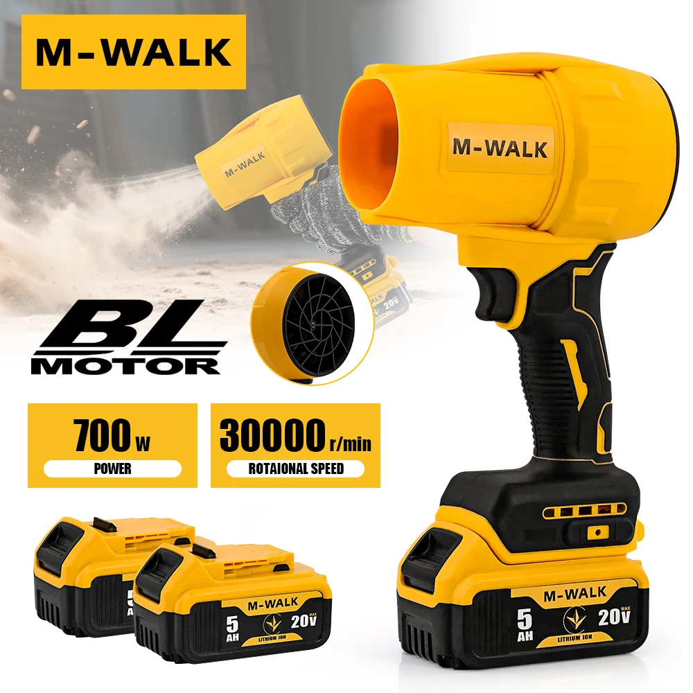 

M-WALK 30000RPM Brushless Electric Turbo Blowers Jet Fan 700W Handheld Leaf Blower Dust Blowing Tools For Dewalt 20V Battery Pin