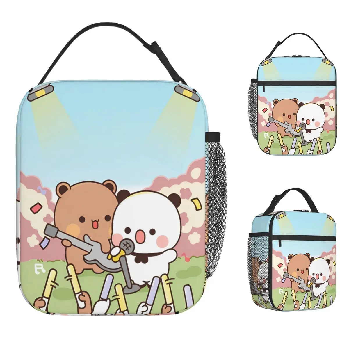 

Сумка для обеда Bubu и Dudu Panda, дорожная коробка для обеда для мужчин, термосумка-тоут с милым принтом, Оксфордская портативная сумка-холодильник