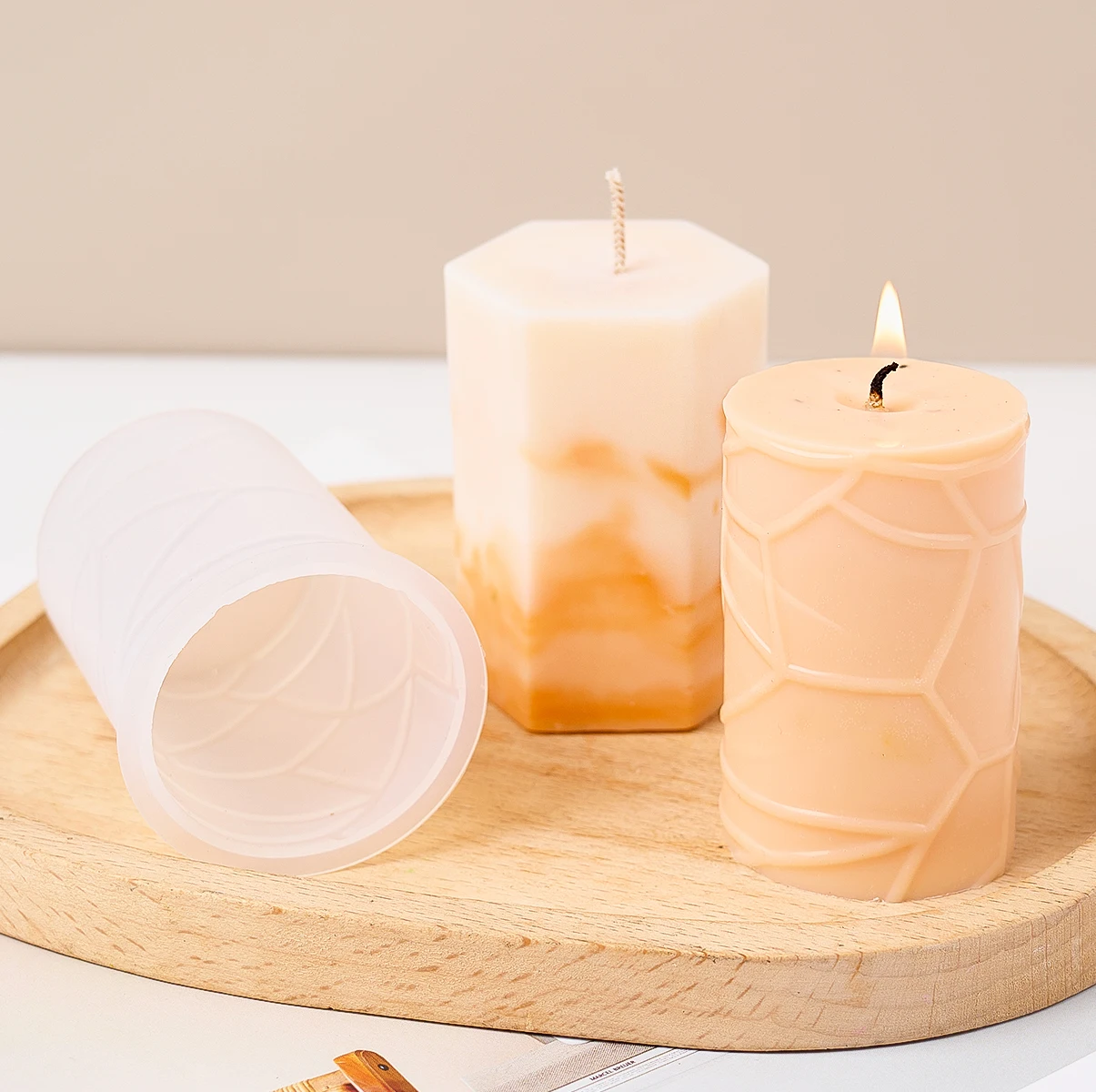 Cylinder Silicone Candle Mold DIY Handmade Geometric Scented Candles Soap Molds Plaster Resin Craft Casting Mould Home Table Dec