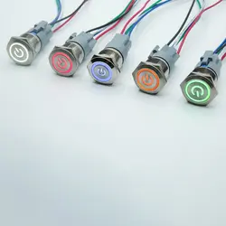 25mm 30mm 40mm metal push button switch on off power LED light Waterproof Flat circular button 3v 6v 12v 24v 110v 220v ip65
