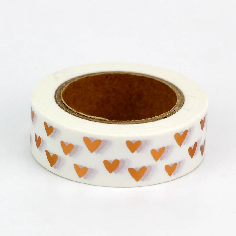 1PC 10M Decorative Cute Japanese Paper Washi Tape Hearts Set Copper Foil Black DIY Planner Masking Tapes School Supplies