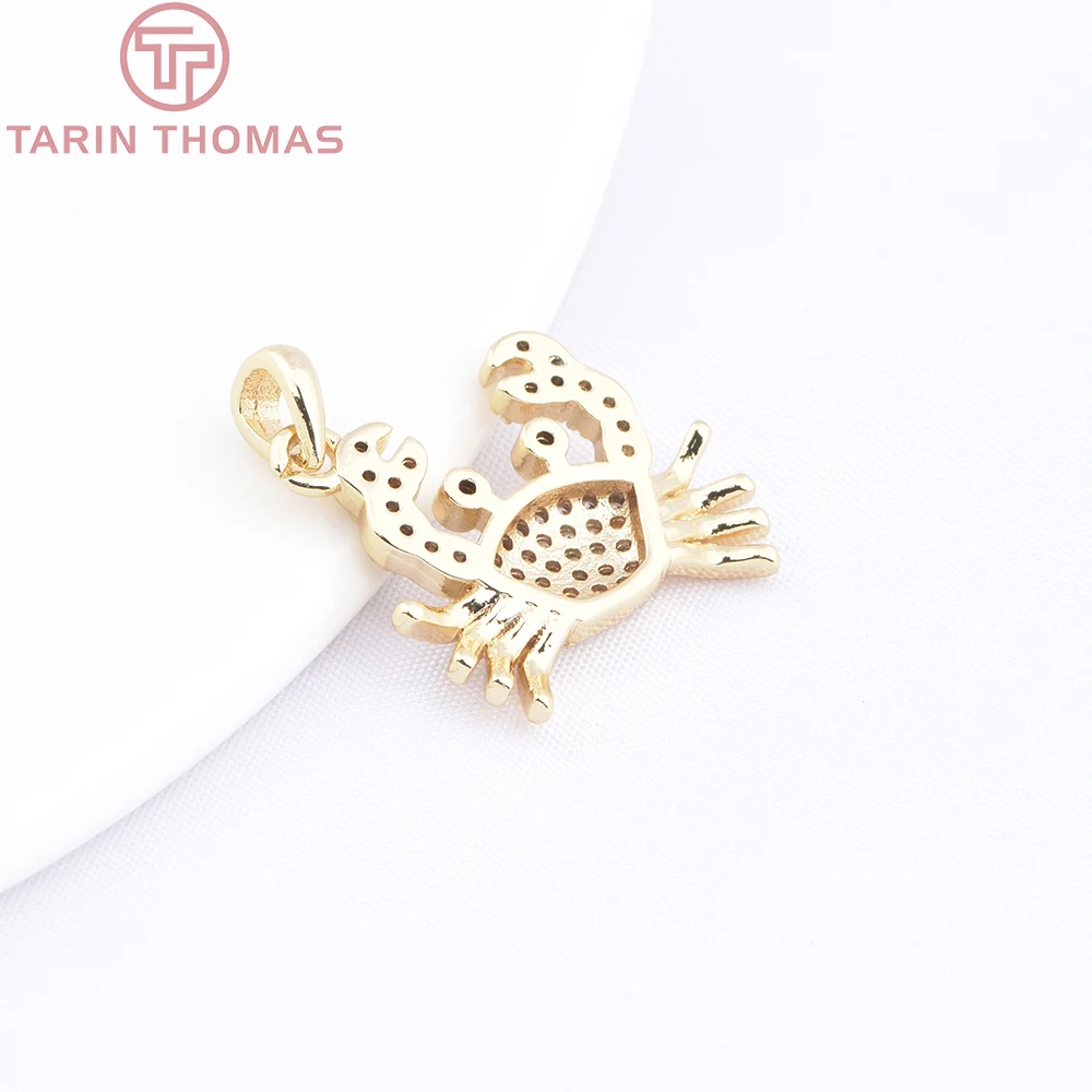 (9755) 4PCS 17x18MM 24K Gold Farbe Messing mit Zirkon Krabbenförmige Anhänger Hohe Qualität DIY schmuck Machen Erkenntnisse Zubehör – Detail 12