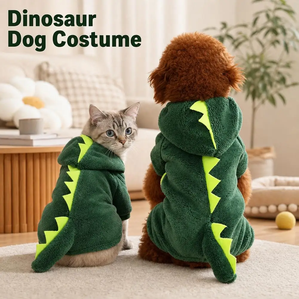Dinosaurier-Hundekleidung, Fleece-Haustier-Overalls, Winter-Warm-Hundemantel, Jacke für Hunde, Kapuzenpullover, Kleidung für Chihuahua und Französische Bulldogge – Detail 8