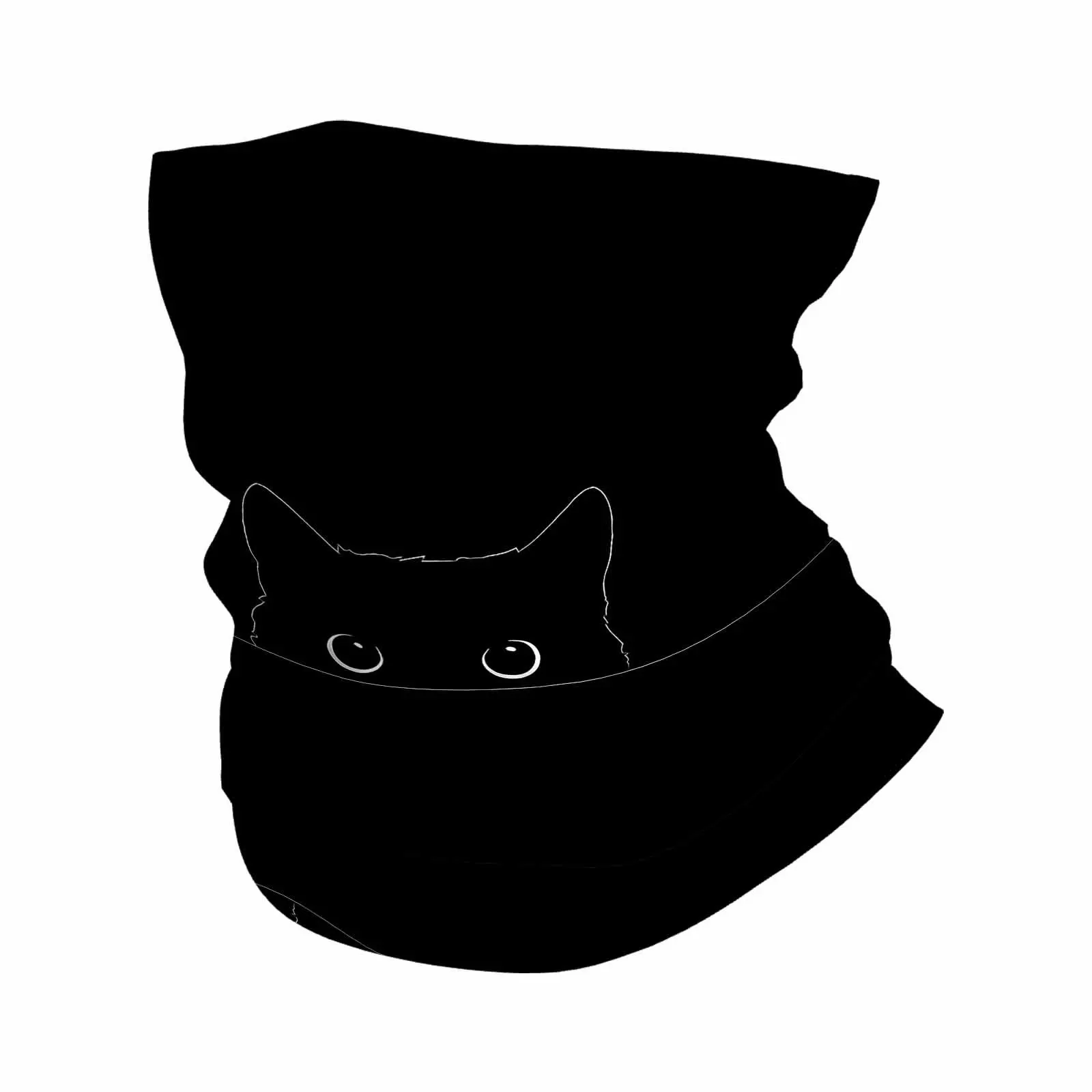 Peeking Cat, Black Background, Millennial Pink Novel Design Multi Functional Print Scarf Suitable Outdoor Men Women